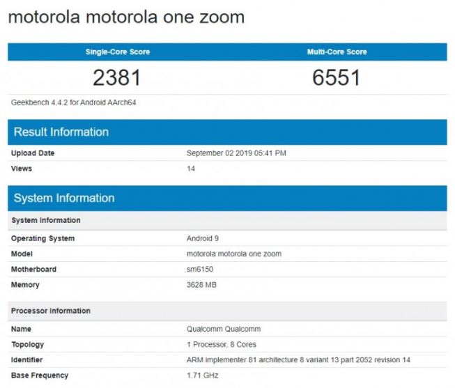 Geekbench Listing Revealed Motorola One Zoom Specifications Ahead of Launch - 62